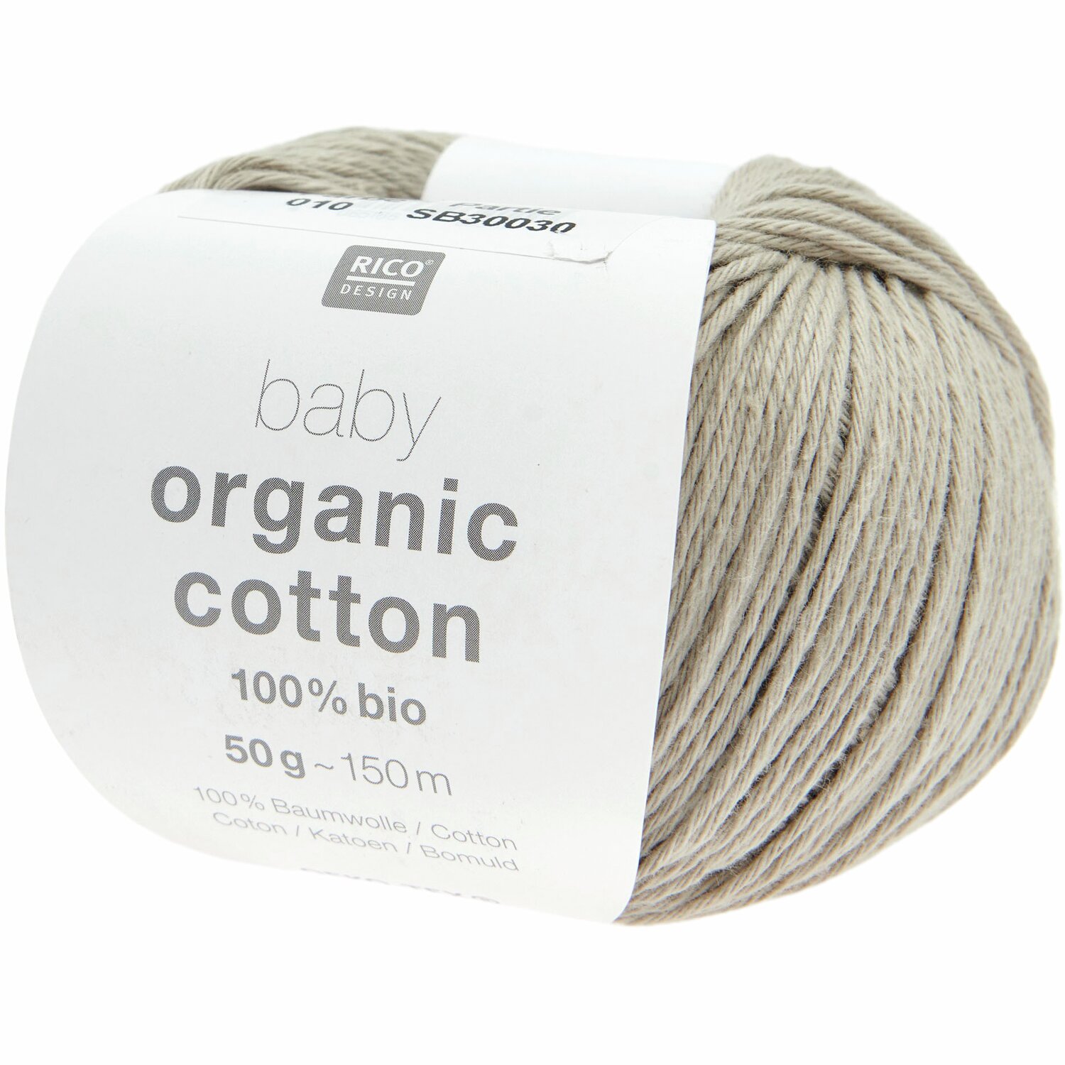 Baby Organic Cotton: Graues Garn von Rico Design, 100% Bio-Baumwolle, 50g, 150m Länge.