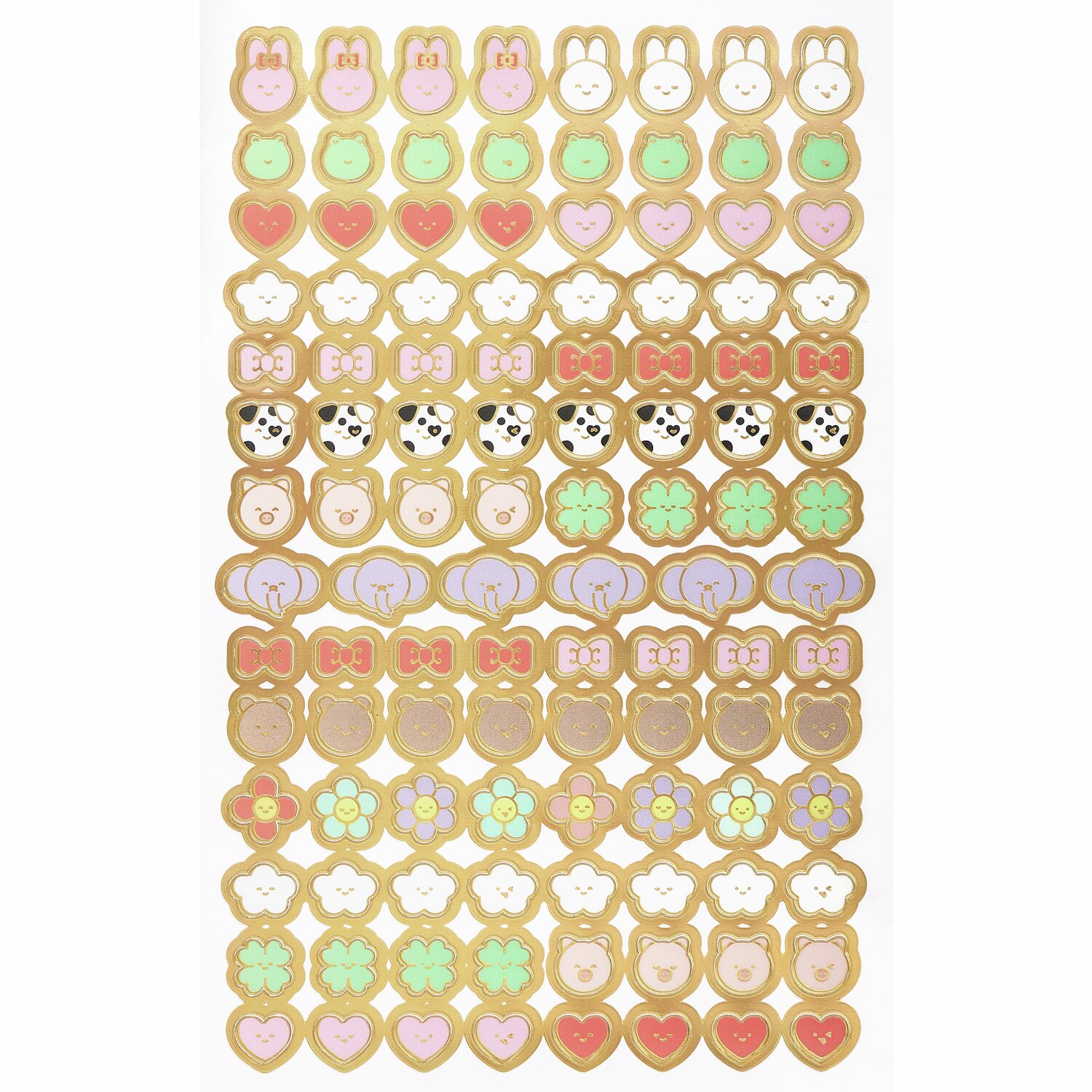 Paper Poetry Foliensticker Chingu: Bunte Tier- und Blumensticker von Rico Design auf weißem Hintergrund. Ideal für kreative Bastelprojekte.