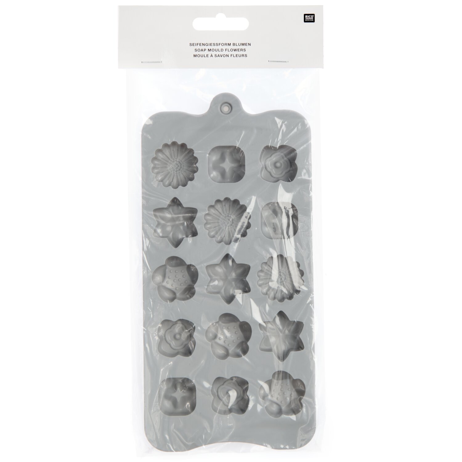 Seifengießform Blumen  22,5x10x1,5cm 15 Stück von Rico Design