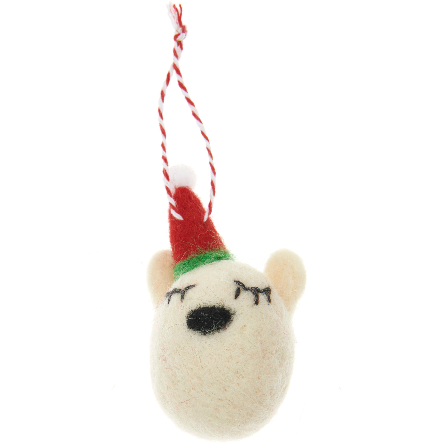 Filzbär mit Weihnachtsmütze Weiß Filzbär mit Weihnachtsmütze Weiß