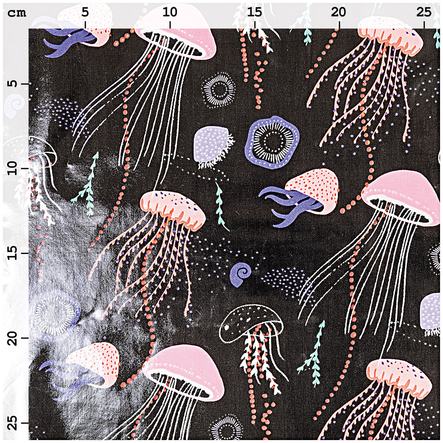 Druckstoff beschichtet Mermaid Quallen schwarz-neon Hot Foil 25x70cm Druckstoff beschichtet Mermaid Quallen schwarz-neon Hot Foil 25x70cm