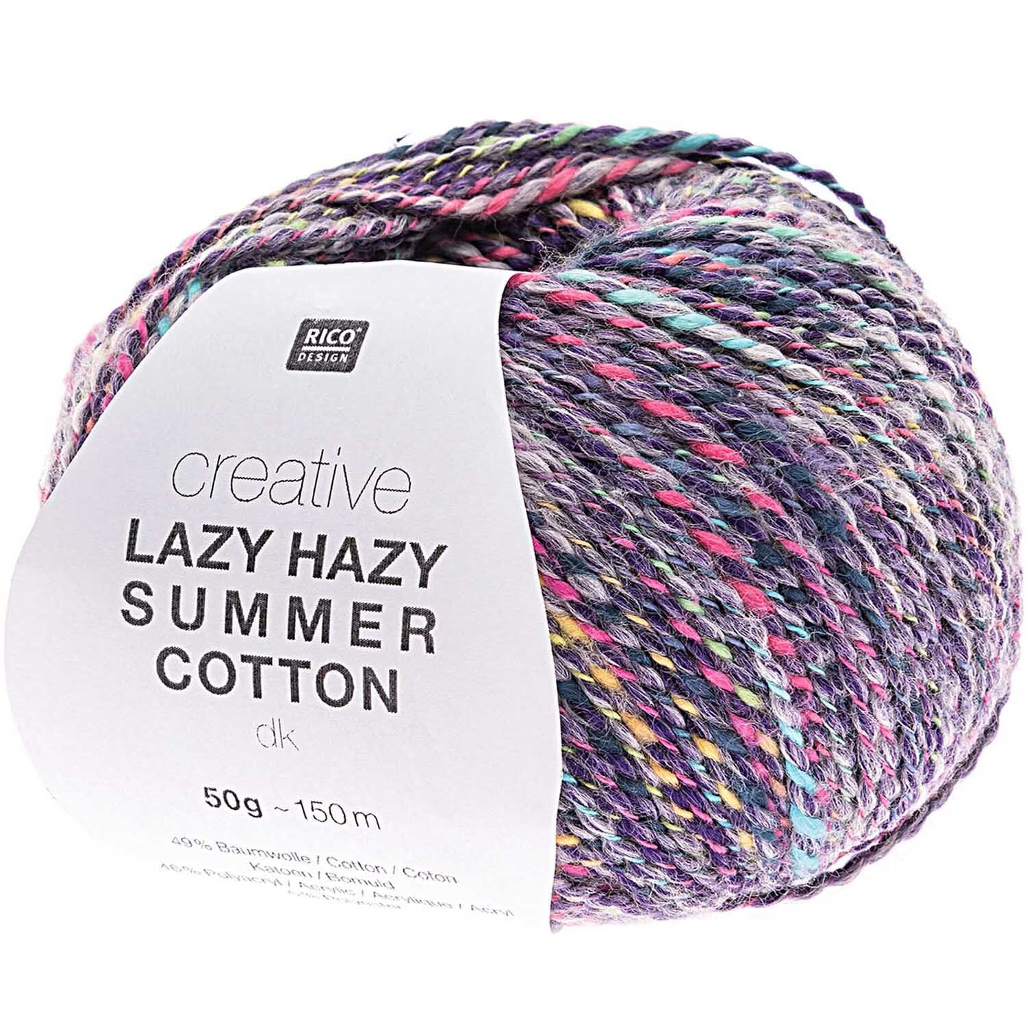 Creative Lazy Hazy Summer Cotton dk: Weiches Garn in Lila von Rico Design, ideal für Sommerprojekte.