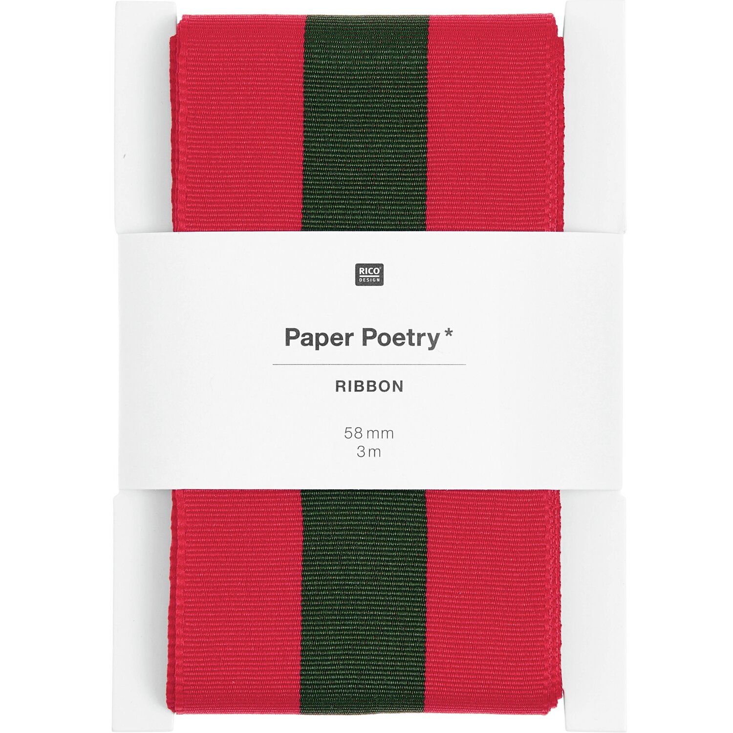 Paper Poetry Webband Duo Streifen Rot/Grün 58mmx3m von Rico Design