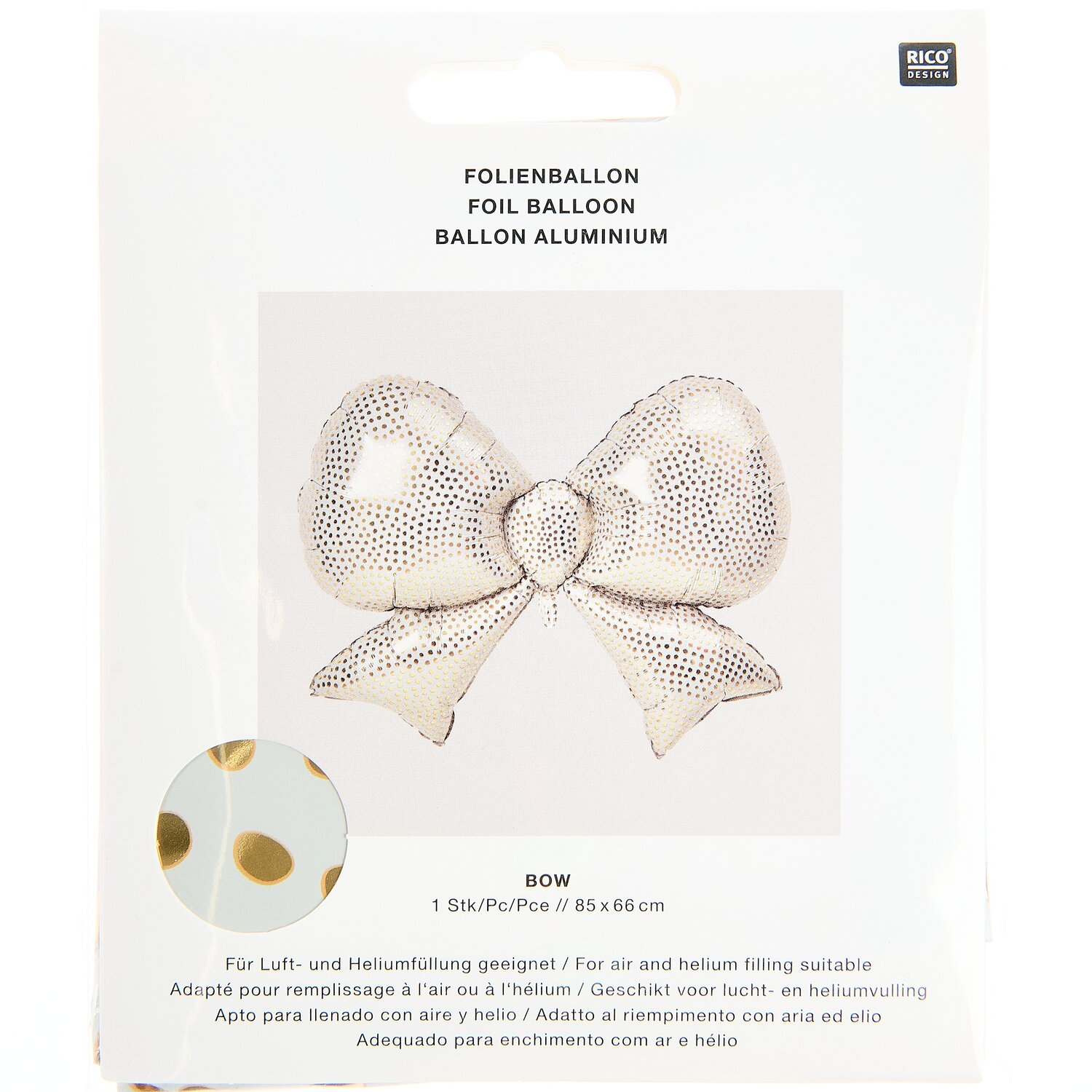 Folienballon Advent Schleife Pünktchen Creme/Gold von Rico Design