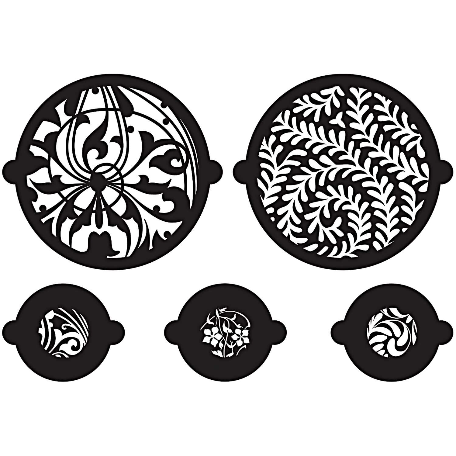 Kuchen- und Cupcake Schablonen Schnörkel 5er Set
