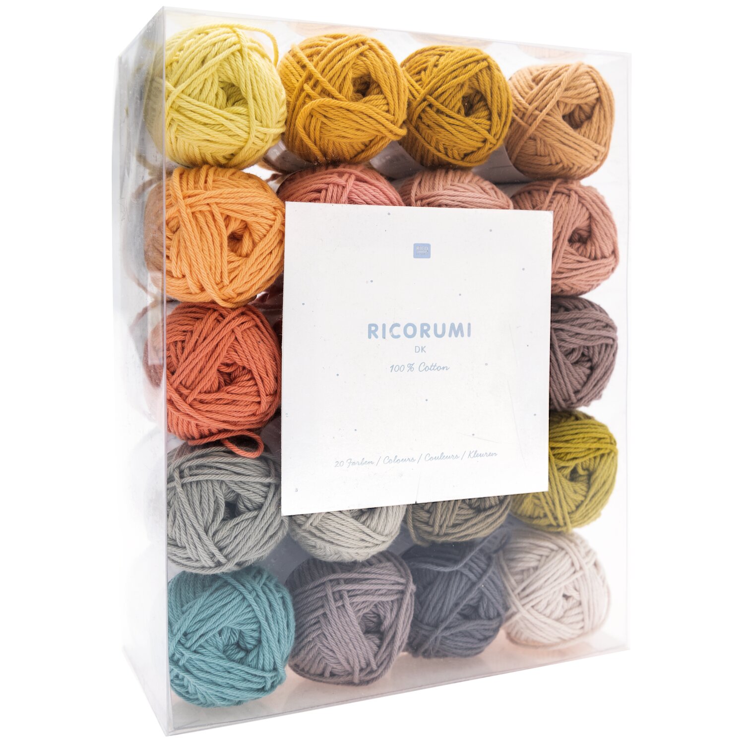 Creative Ricorumi dk Set Limited mit 20x25g Garnknäuel, Rico Design Mischung aus warmen und kühlen Tönen, ideal zum Häkeln kleiner Figuren