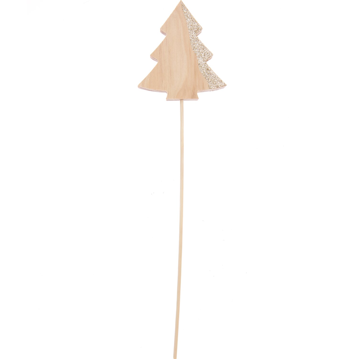 Holzpicker Tannenbaum 28,5x8x1cm in Natur-Gold von Rico Design, ideal für festliche Dekorationen.