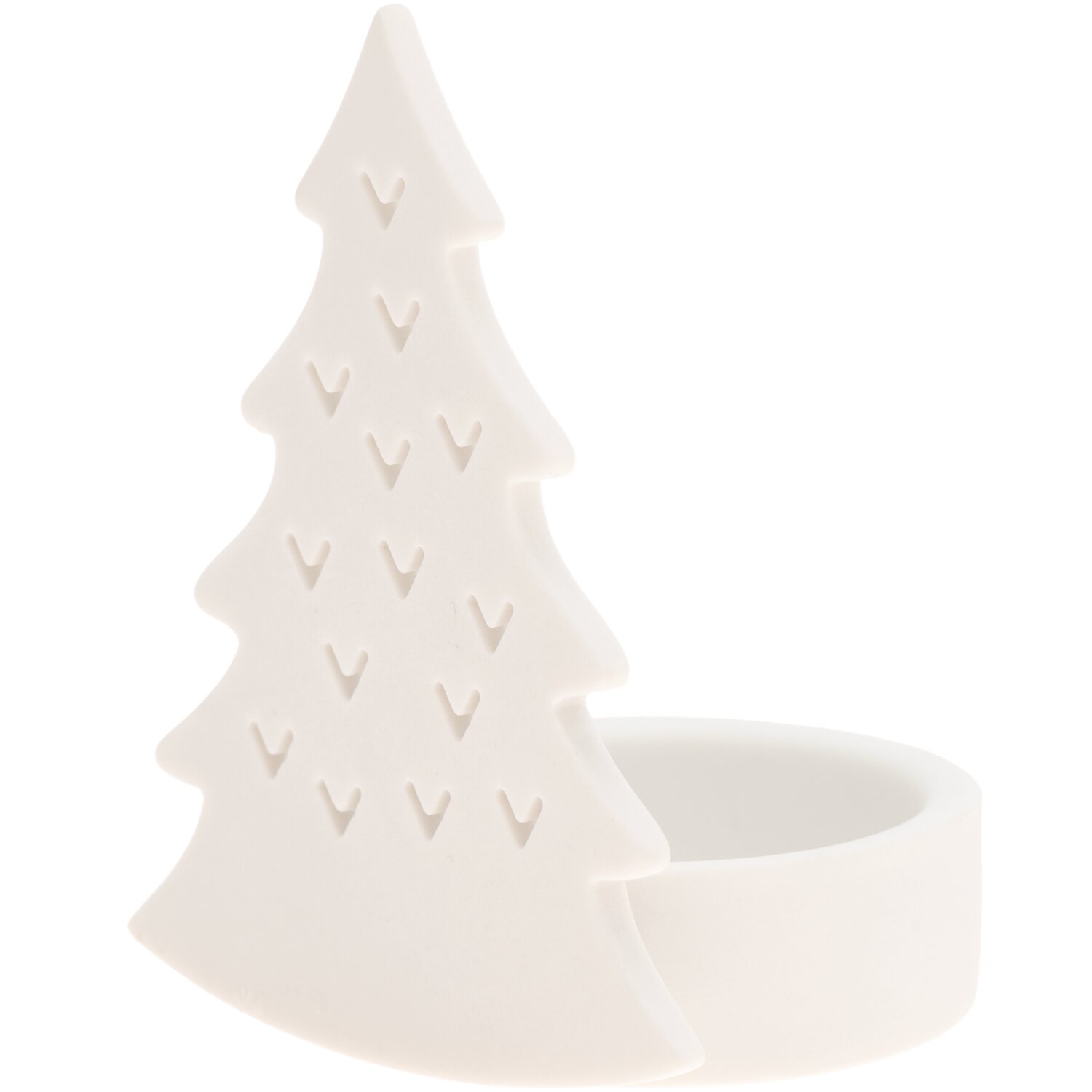 Teelichthalter Tannenbaum Keramik in elegantem Design, ideal für festliche Dekorationen.