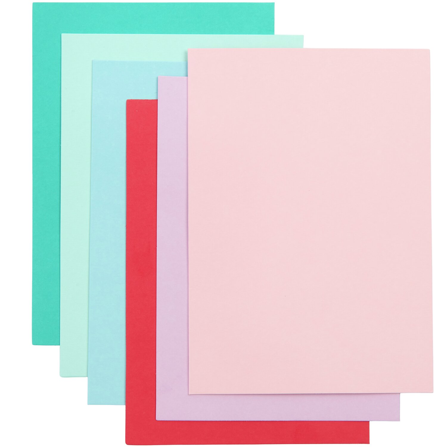 Paper Poetry Kartenset Basic tropical B6, 36-teilig, in Pastelltönen wie Rosa, Blau und Rot. Ideal für kreative Bastelprojekte.