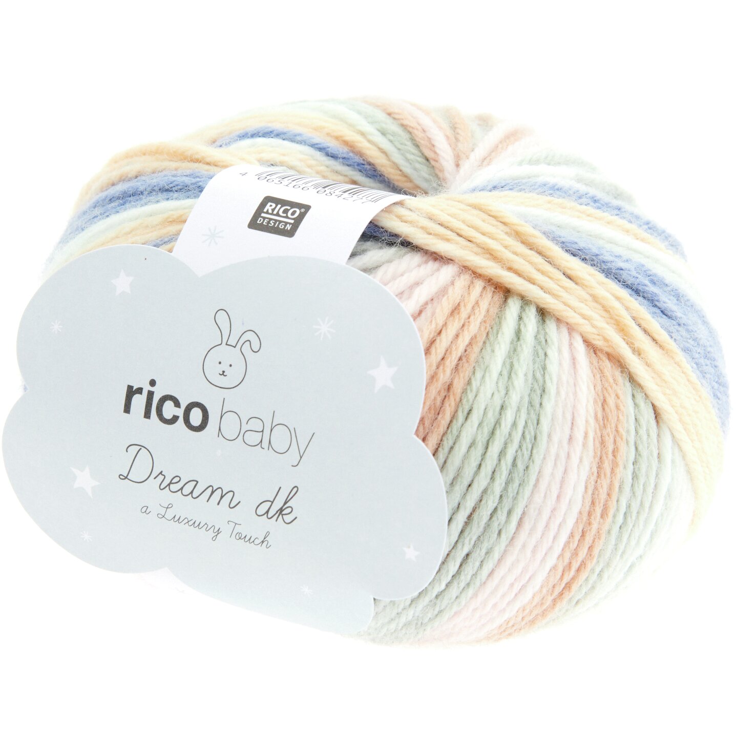 Strickset Socken Modell 20 aus Baby 042 von Rico Design Rico Baby Dream dk A Luxury Touch, pastellfarbene Wolle, ideal für Stricksets, 50g 115m.