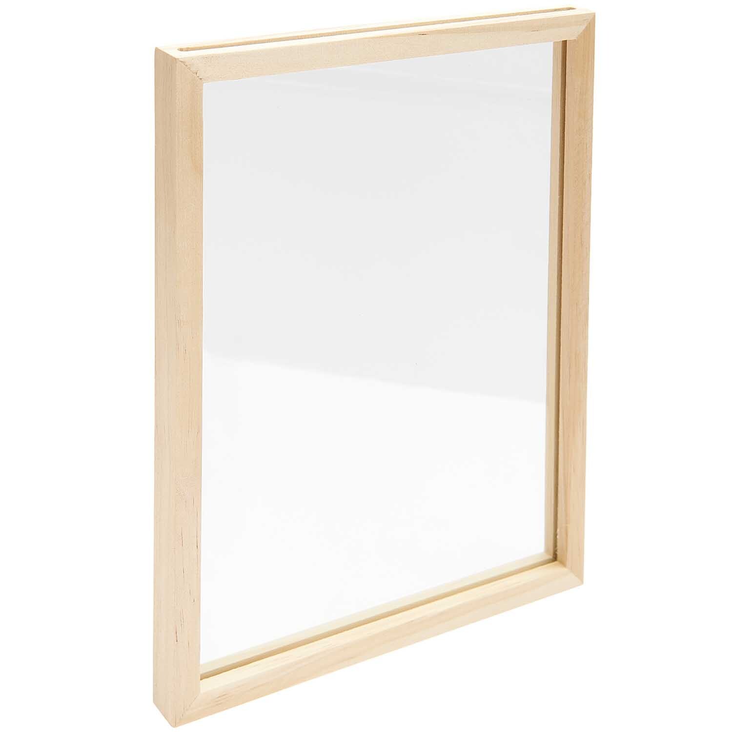 Holzrahmen mit Glaseinsatz von Rico Design, ideal für Fotos oder Kunstwerke, in natürlichem Holzton.