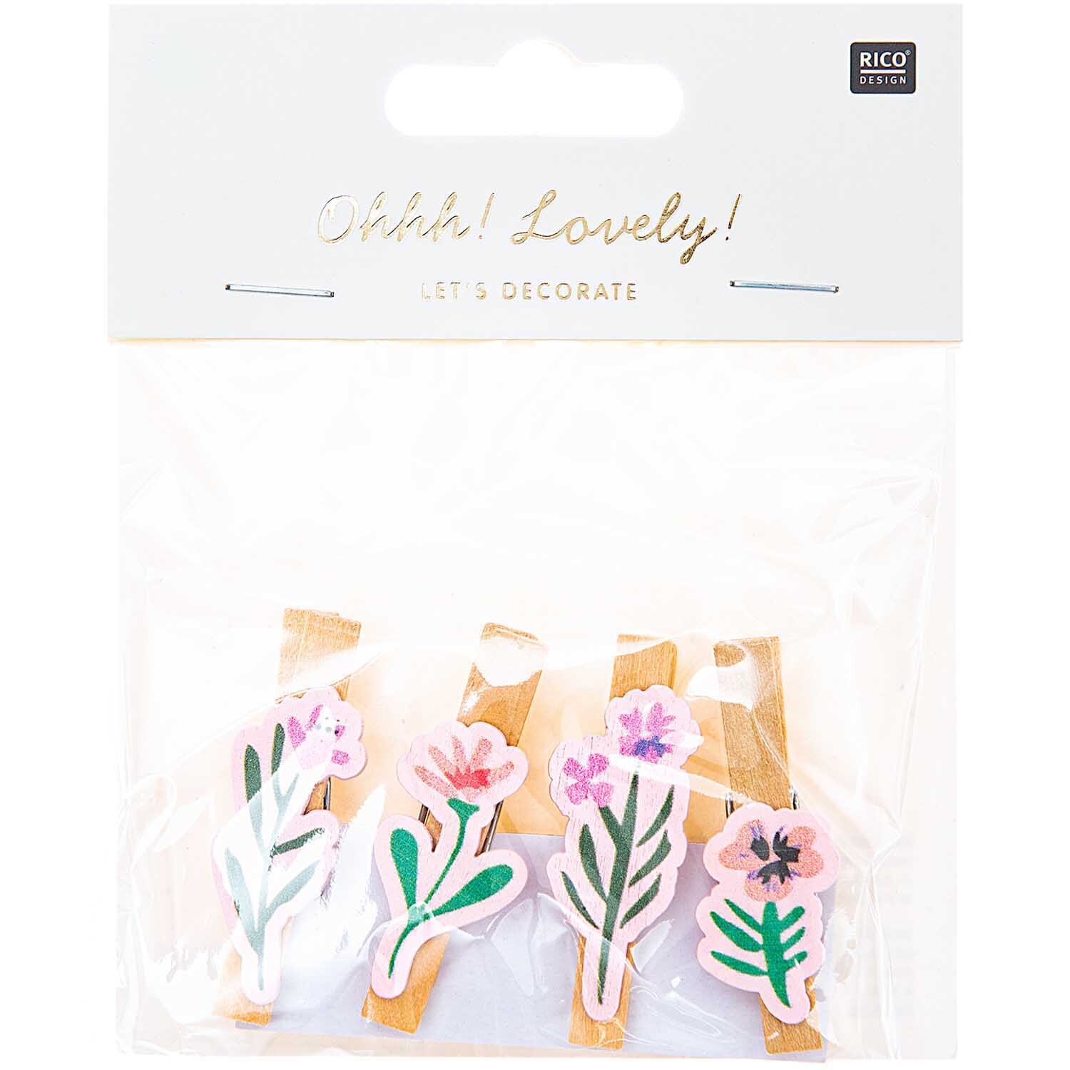 Dekoklammern Blumen Mix natur 4 Stück Dekoklammern Blumen Mix natur 4 Stück
